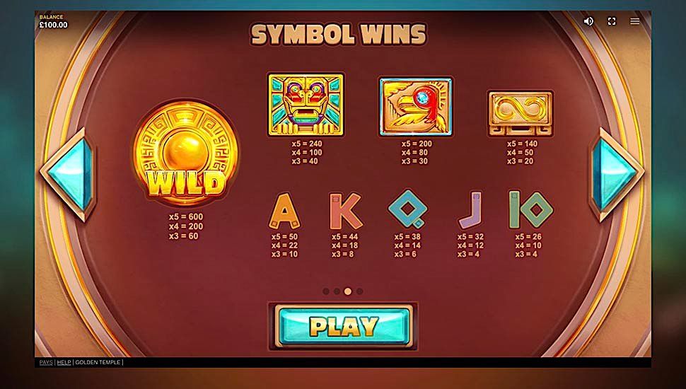 golden temple slot paytable